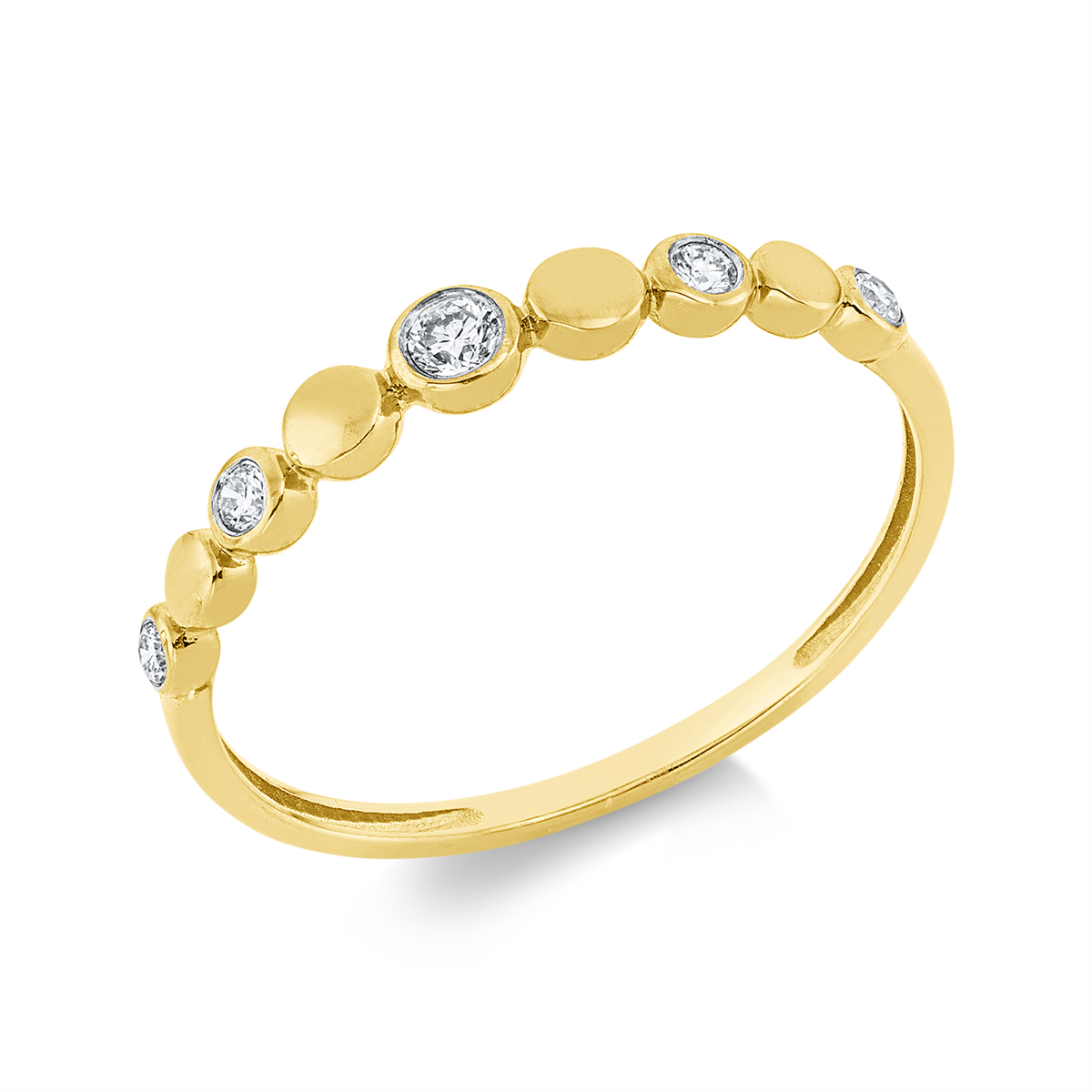 diamond full cut modern woman ring in yellow gold