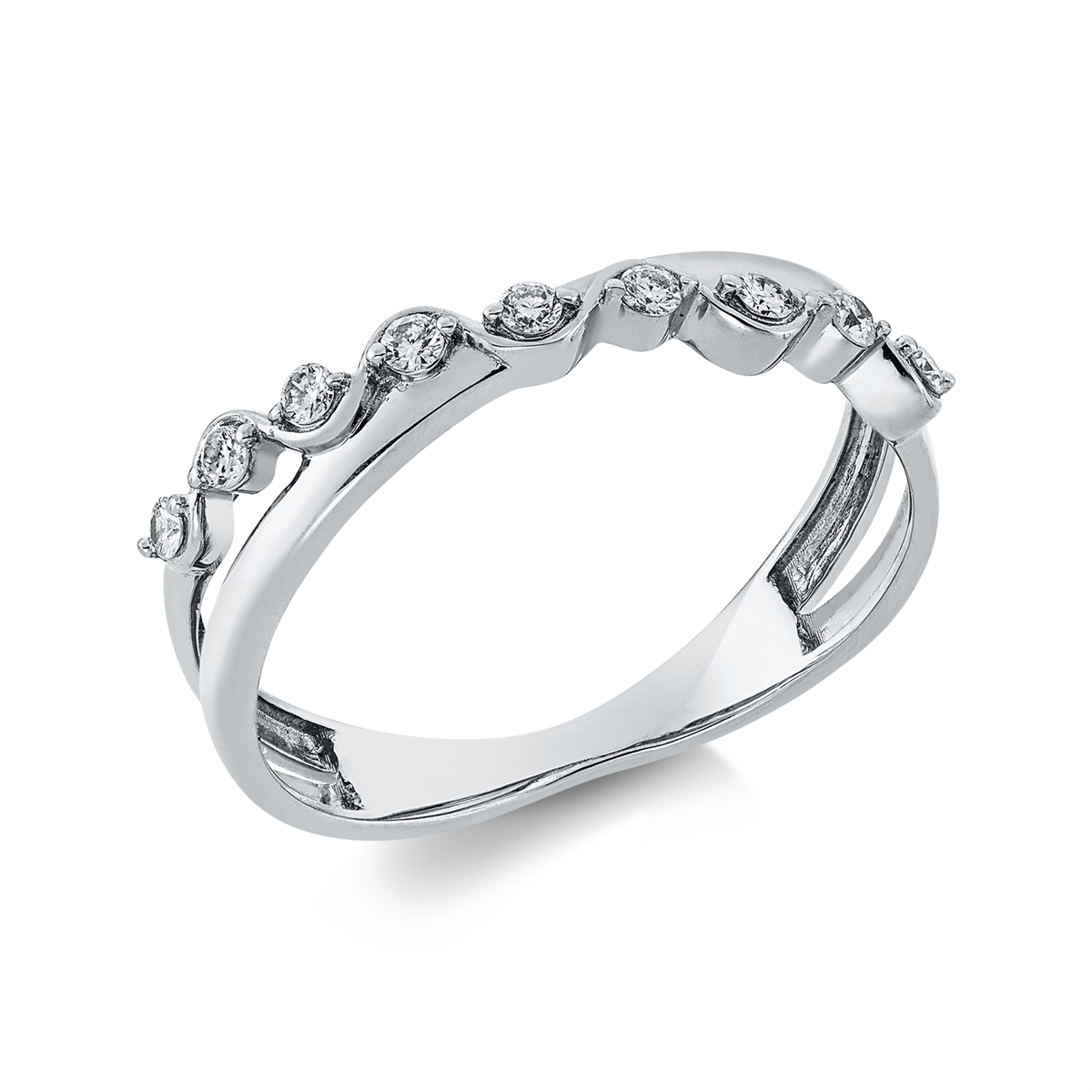 diamond full cut modern woman ring in white gold