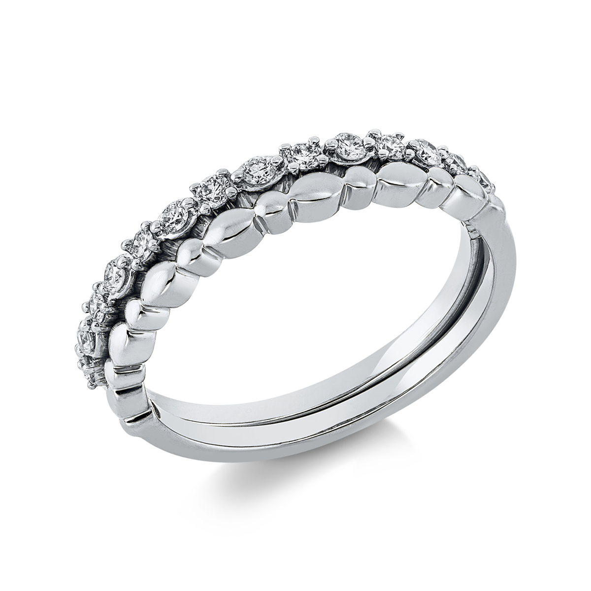 diamond full cut modern woman ring in white gold