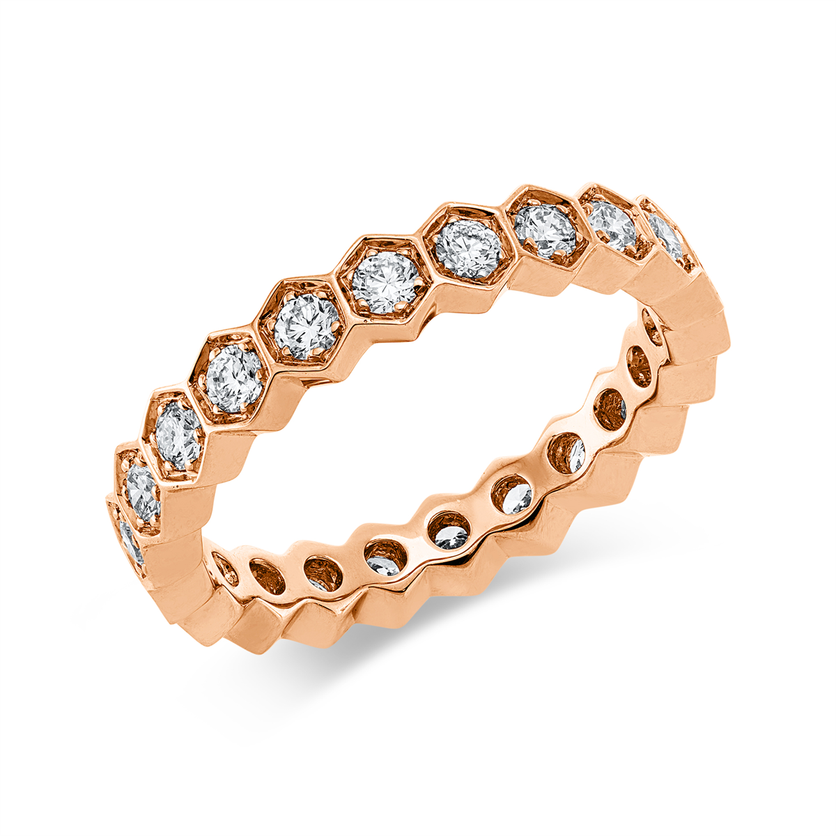 diamond full cut modern woman ring in red gold