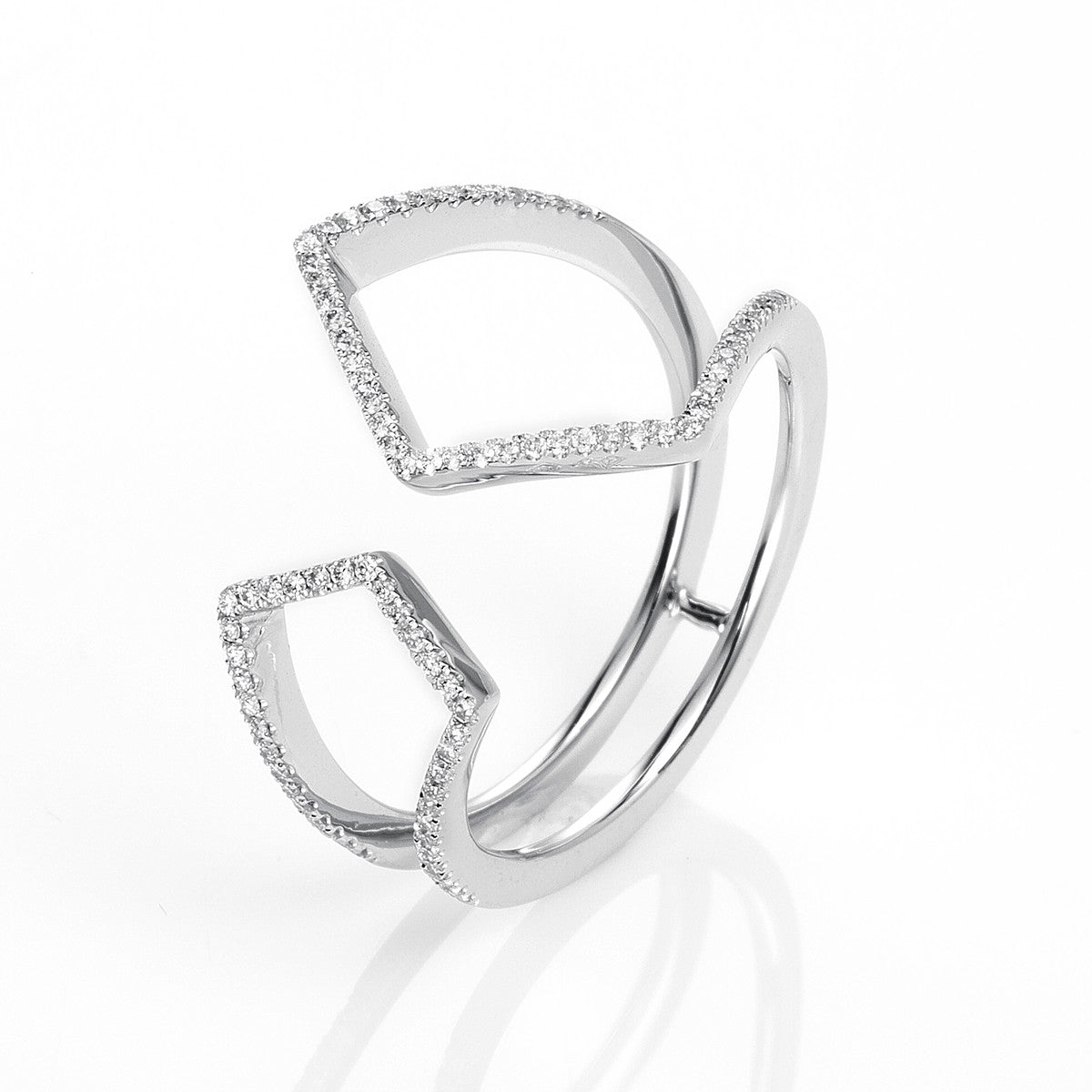 diamond full cut modern woman ring in white gold