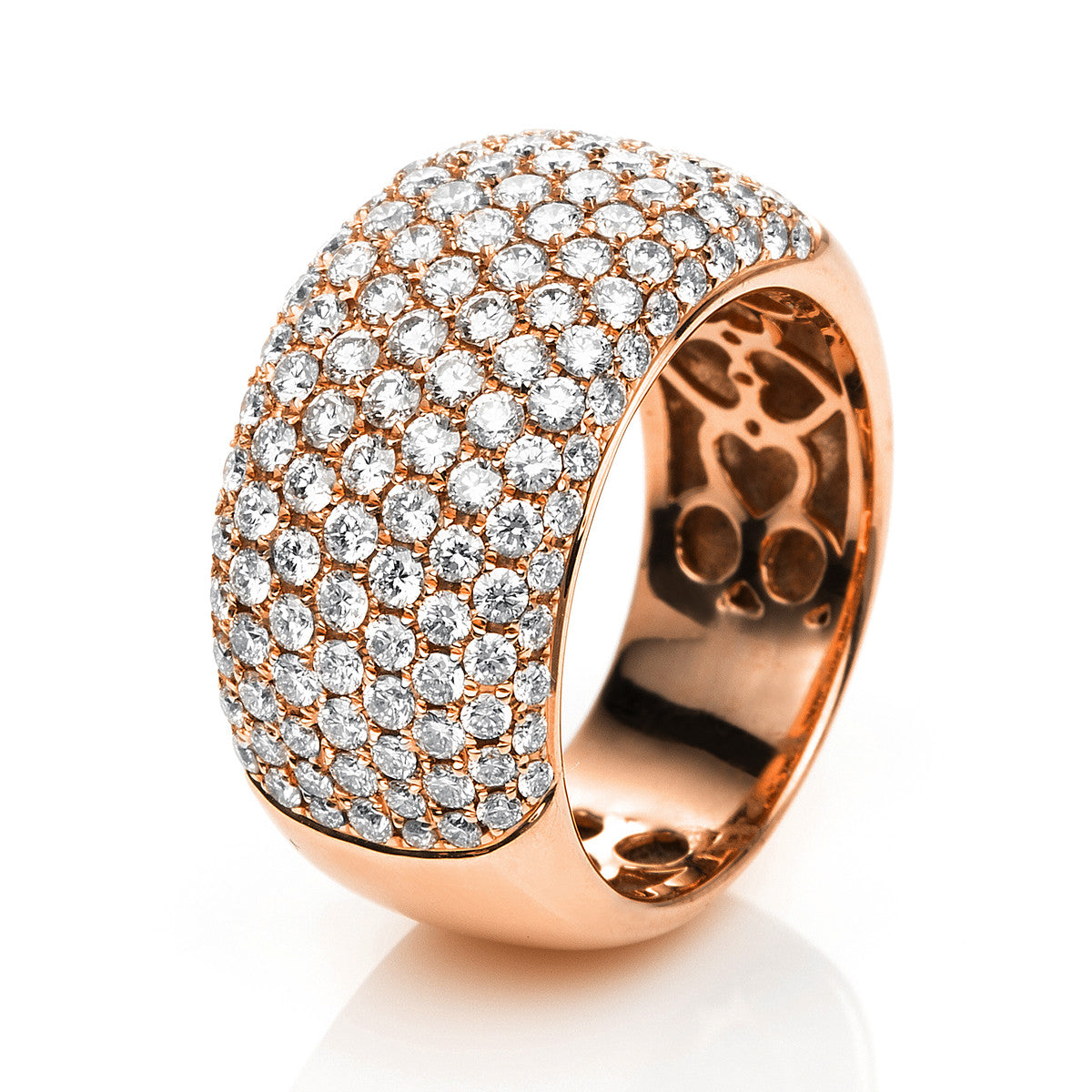 diamond full cut pavé ring in red gold
