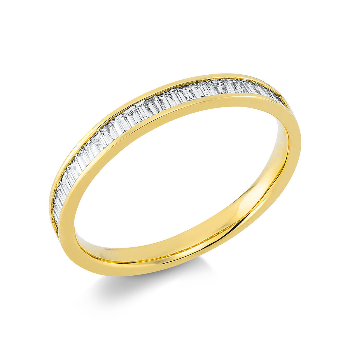 baguette eternity half ring in yellow gold