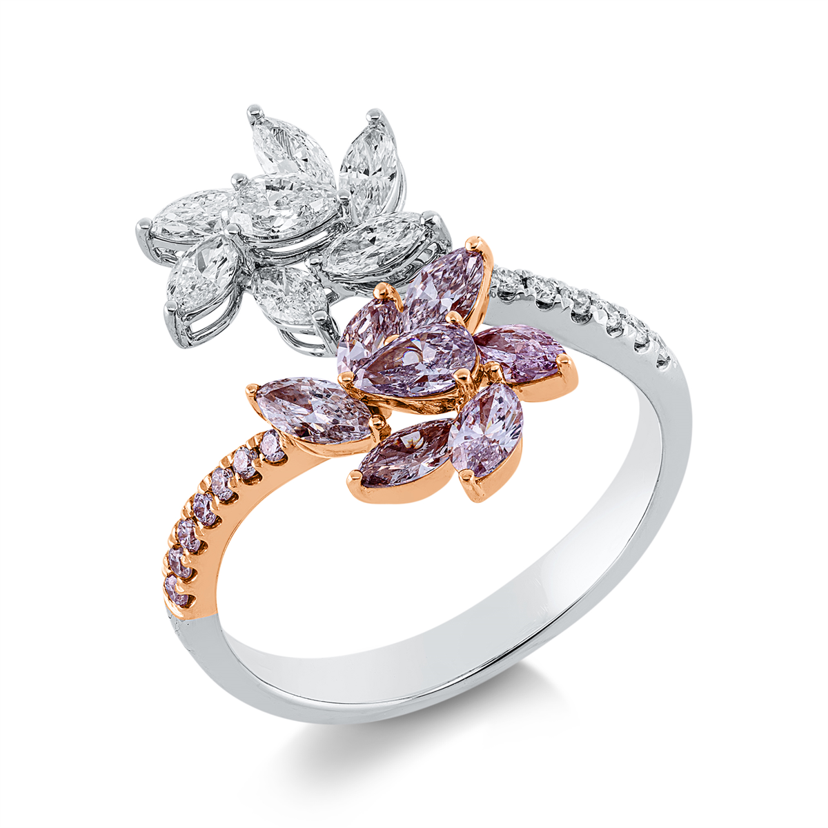 Ring met gekleurde diamanten - 1HA05