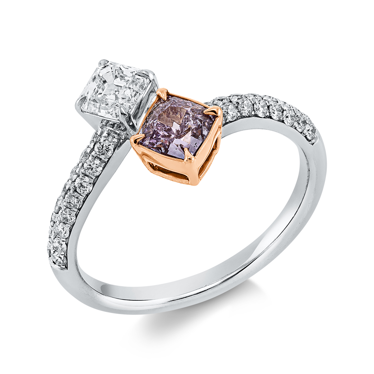 Ring met gekleurde diamanten - 1HA24