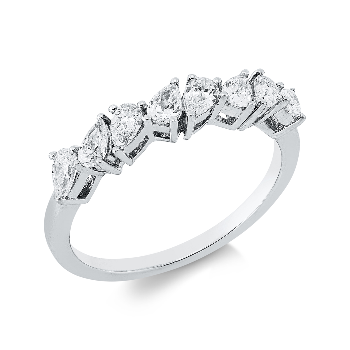 pear shape modern woman ring in white gold