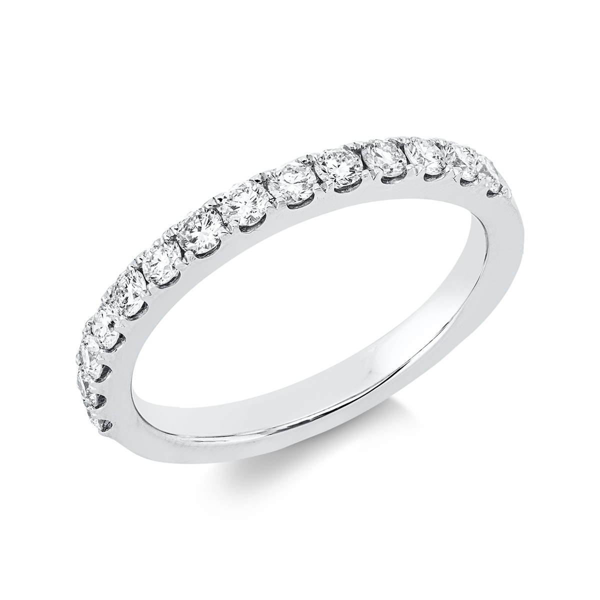 diamond full cut eternity half ring in white gold