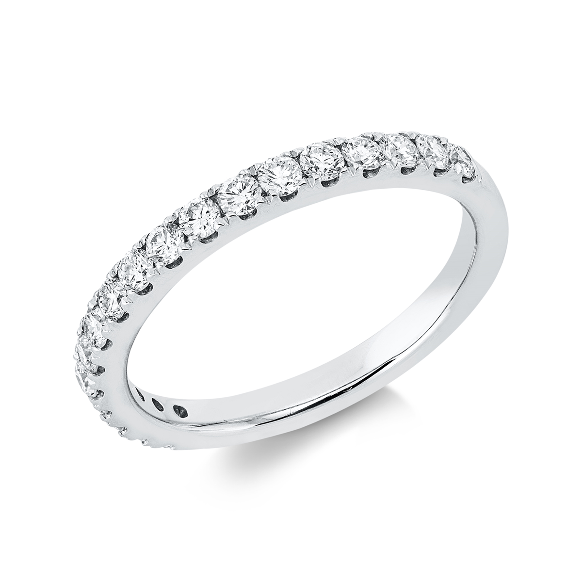 diamond full cut eternity half ring in white gold