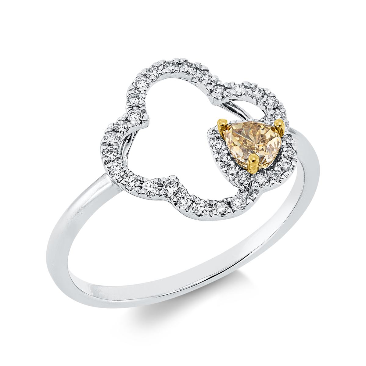 diamond full cut fancy colored diamond ring in white gold / yellow gold