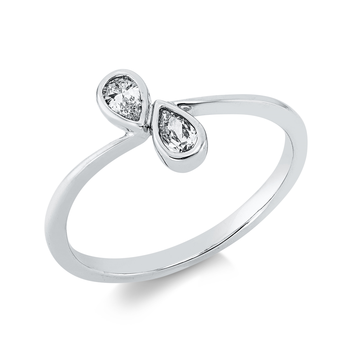 pear shape modern woman ring in white gold
