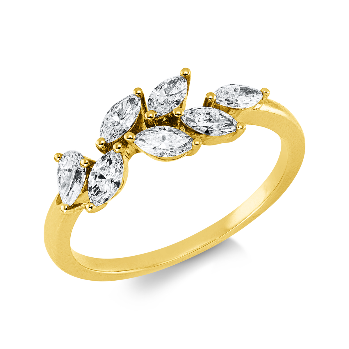 pear shape modern woman ring in yellow gold