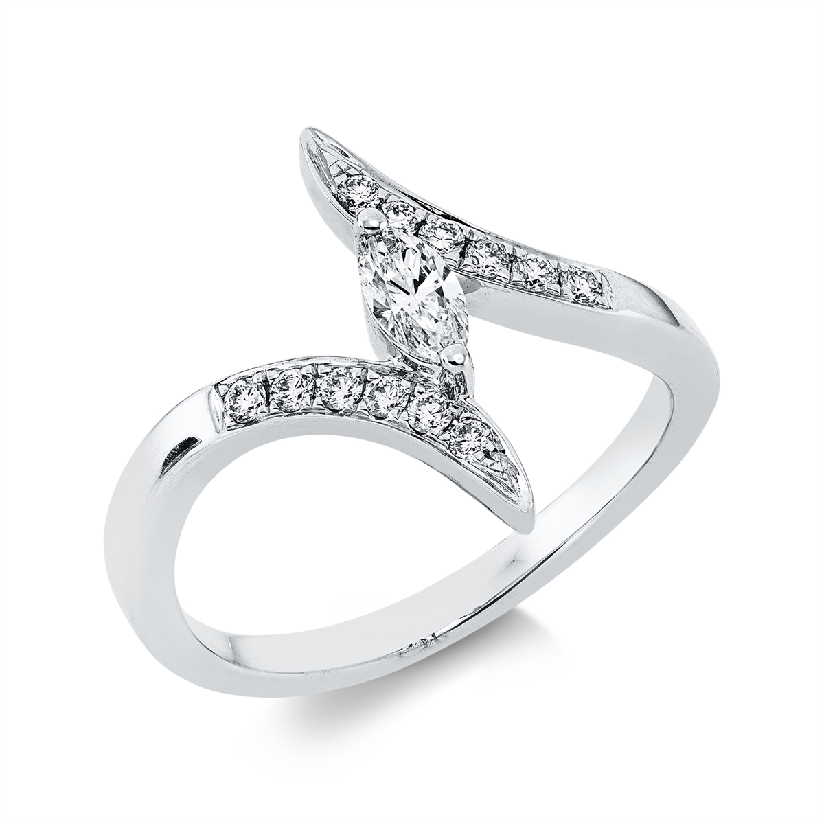 diamond full cut modern woman ring in white gold