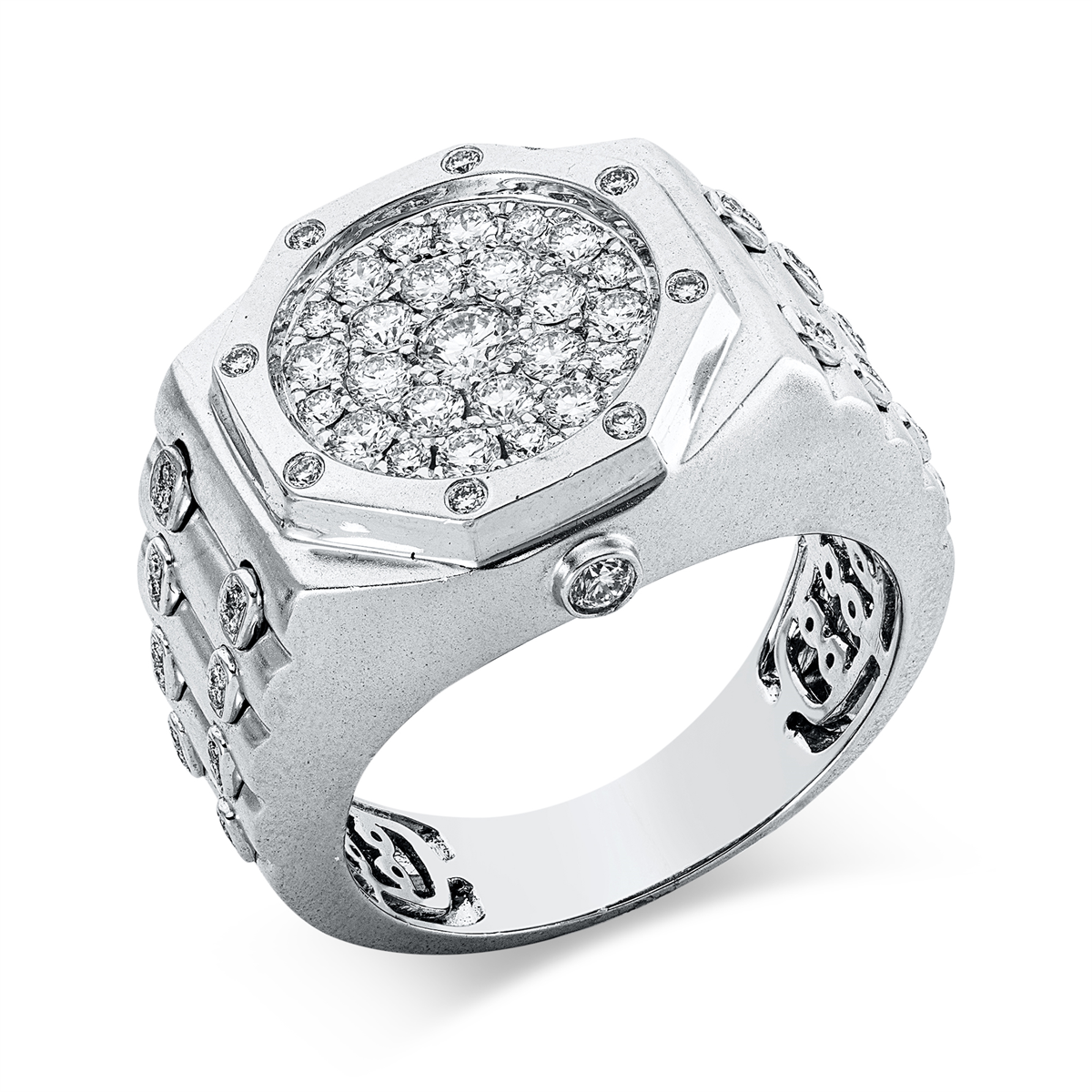 diamond full cut multi-stone ring in white gold
