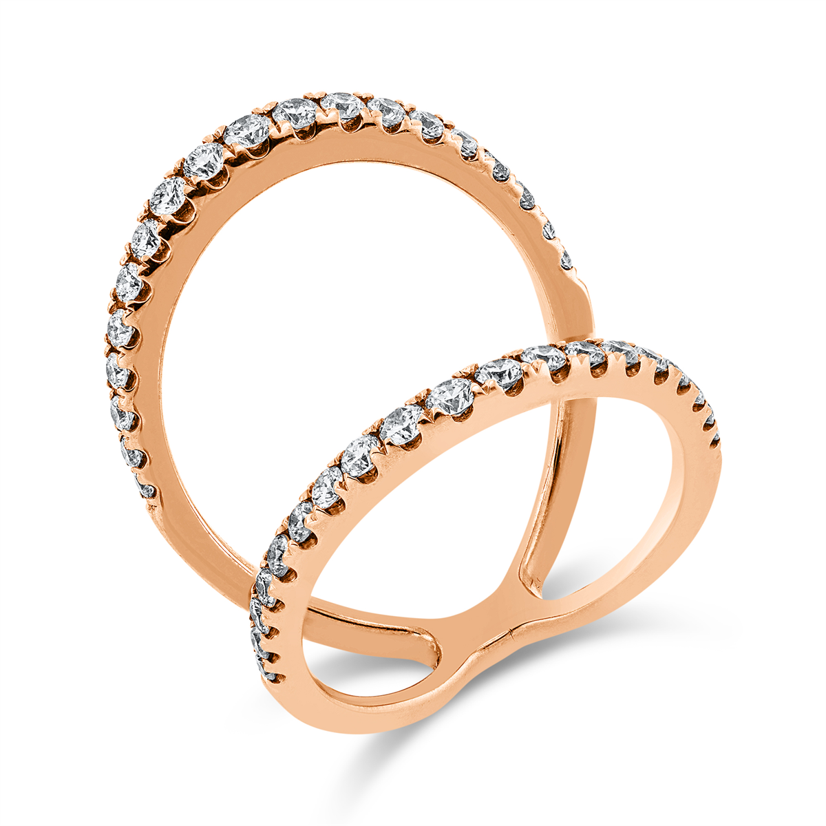 diamond full cut modern woman ring in red gold