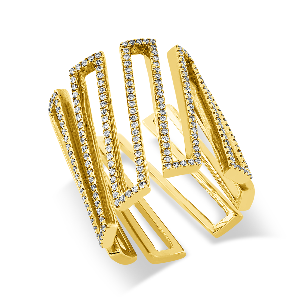 diamond full cut modern woman ring in yellow gold