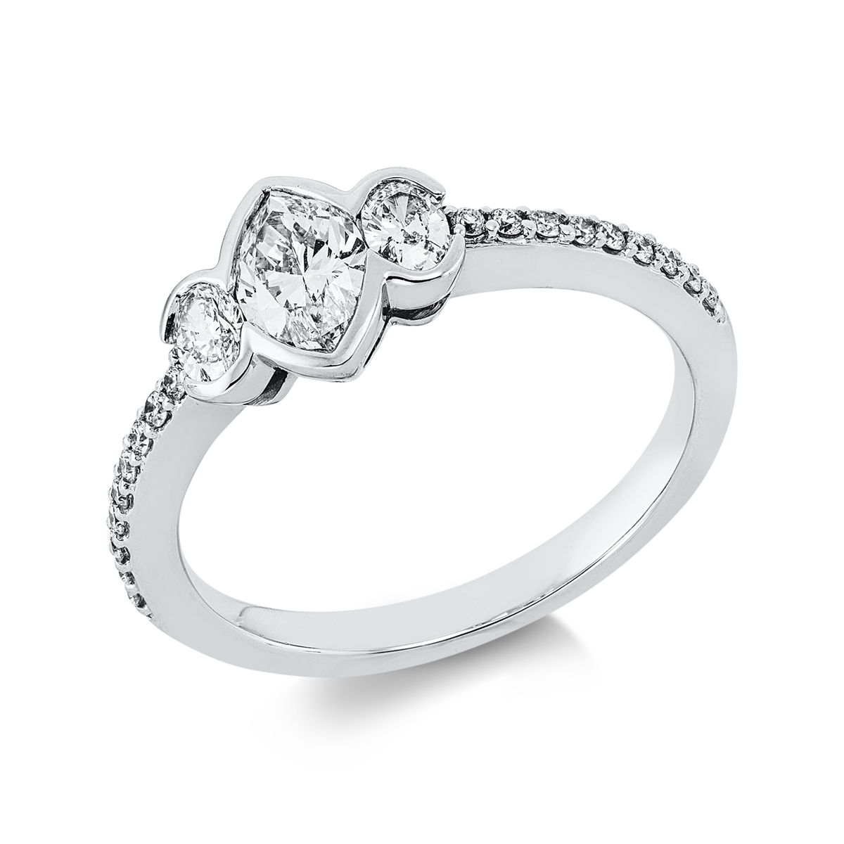 diamond full cut multi-stone ring in white gold