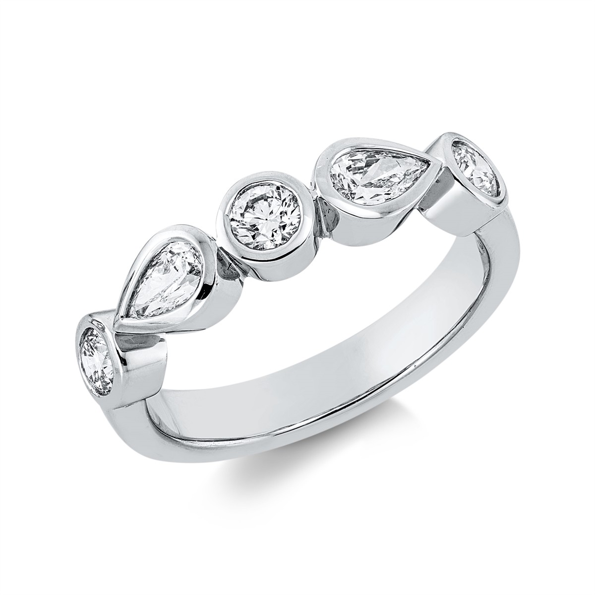 diamond full cut multi-stone ring in white gold