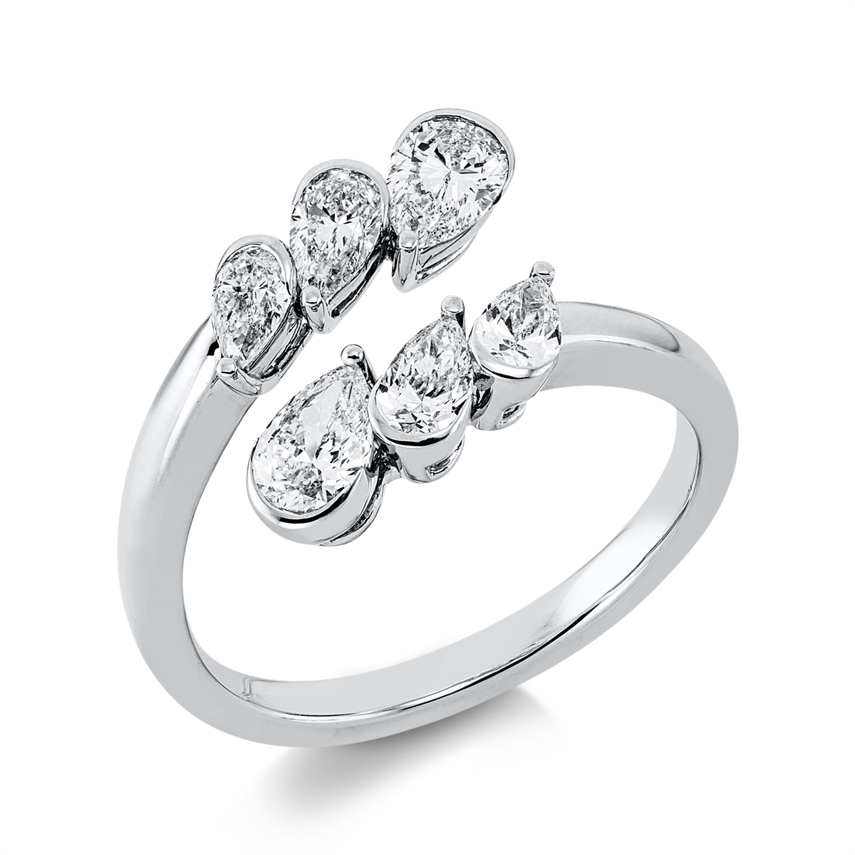 pear shape exclusive ring in white gold