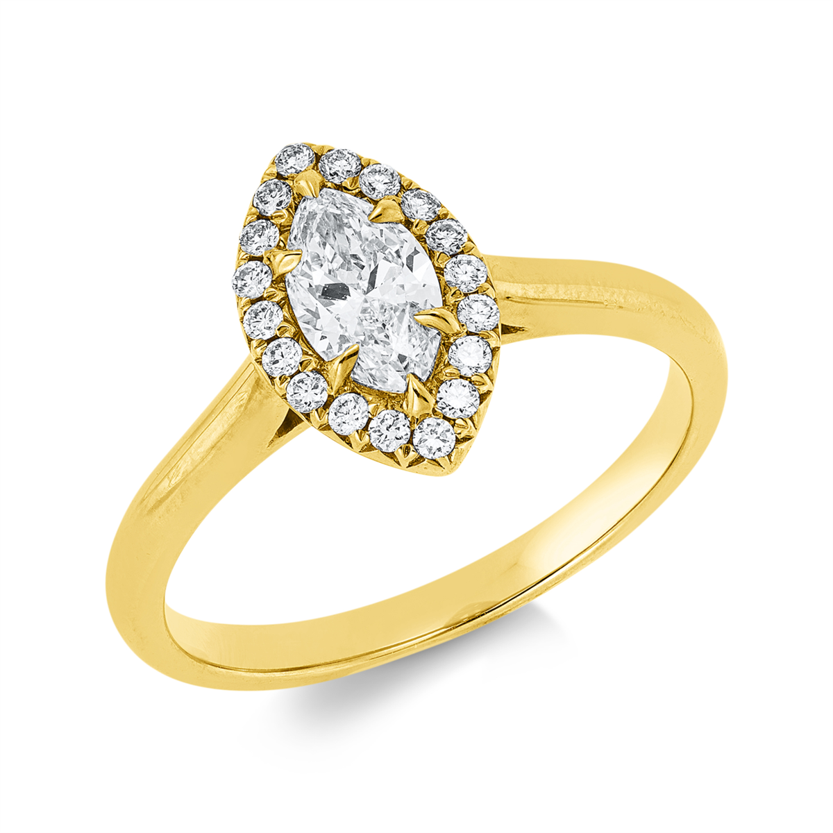 diamond full cut solitaire with accent stones ring in yellow gold