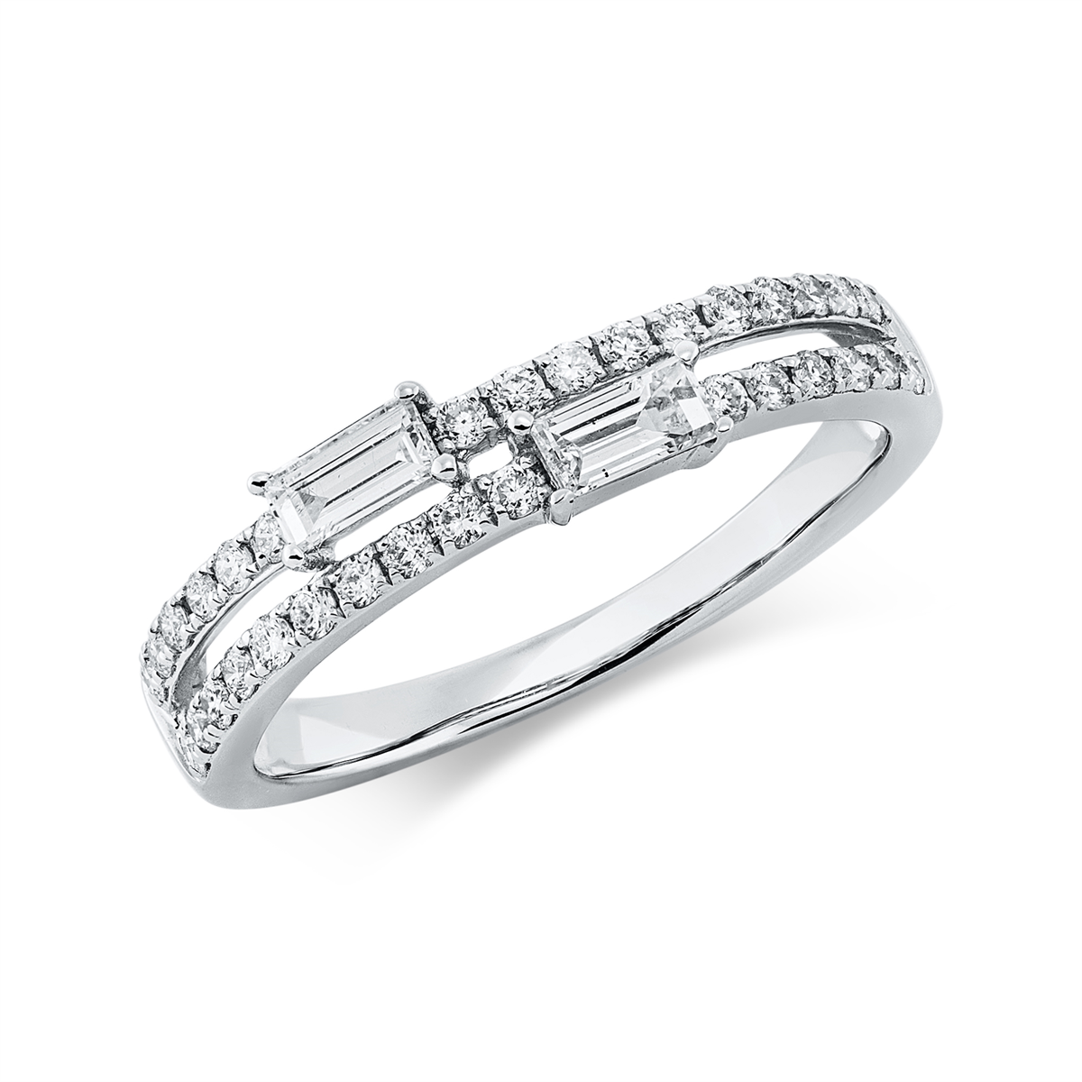 baguette modern woman ring in white gold
