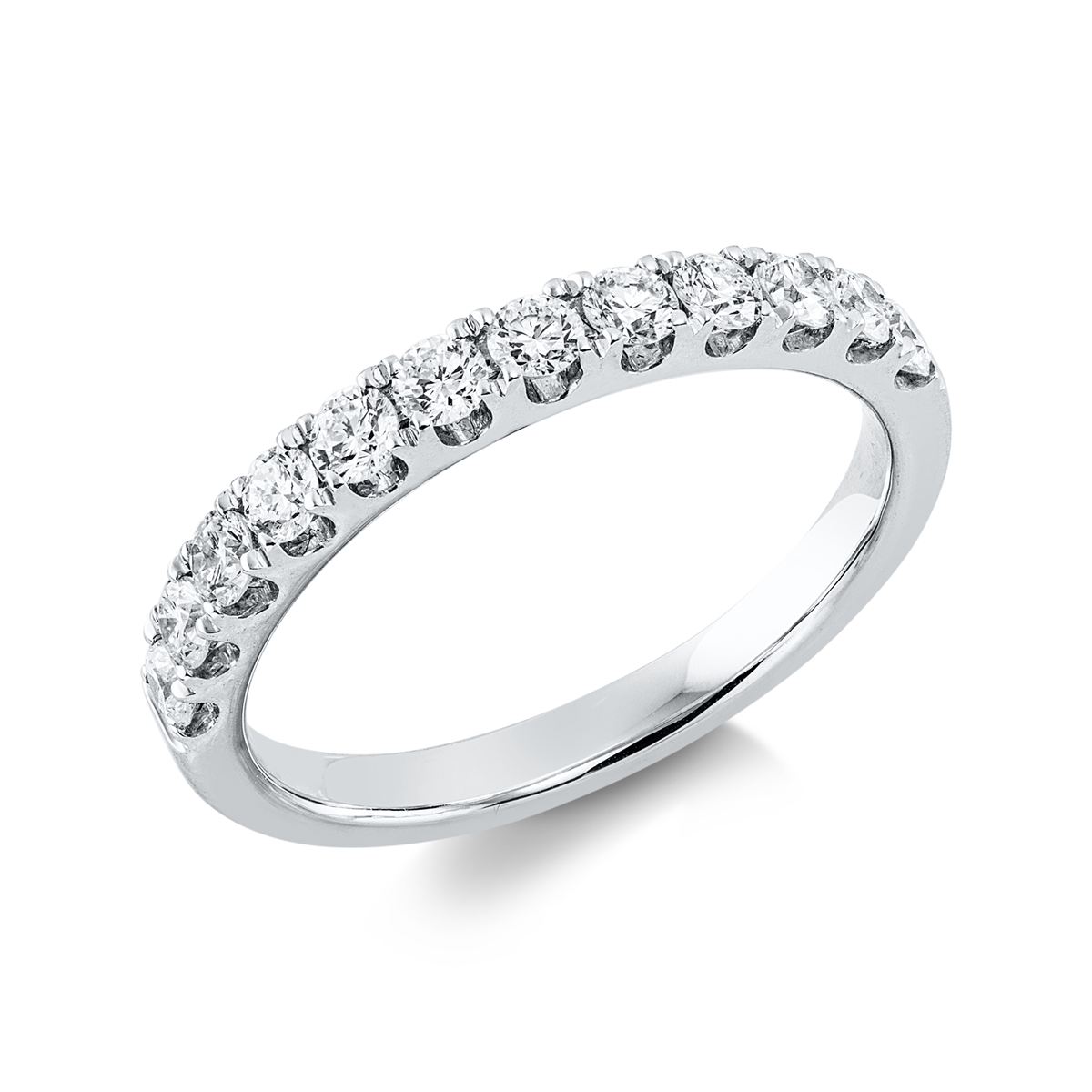 diamond full cut eternity half ring in white gold