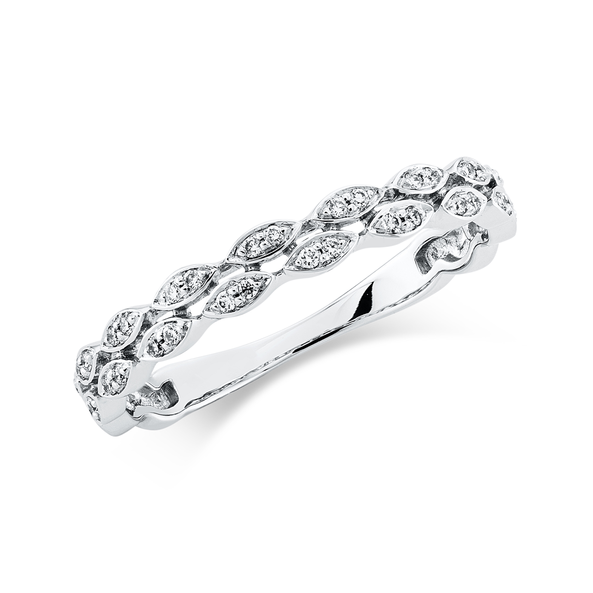 diamond full cut modern woman ring in white gold