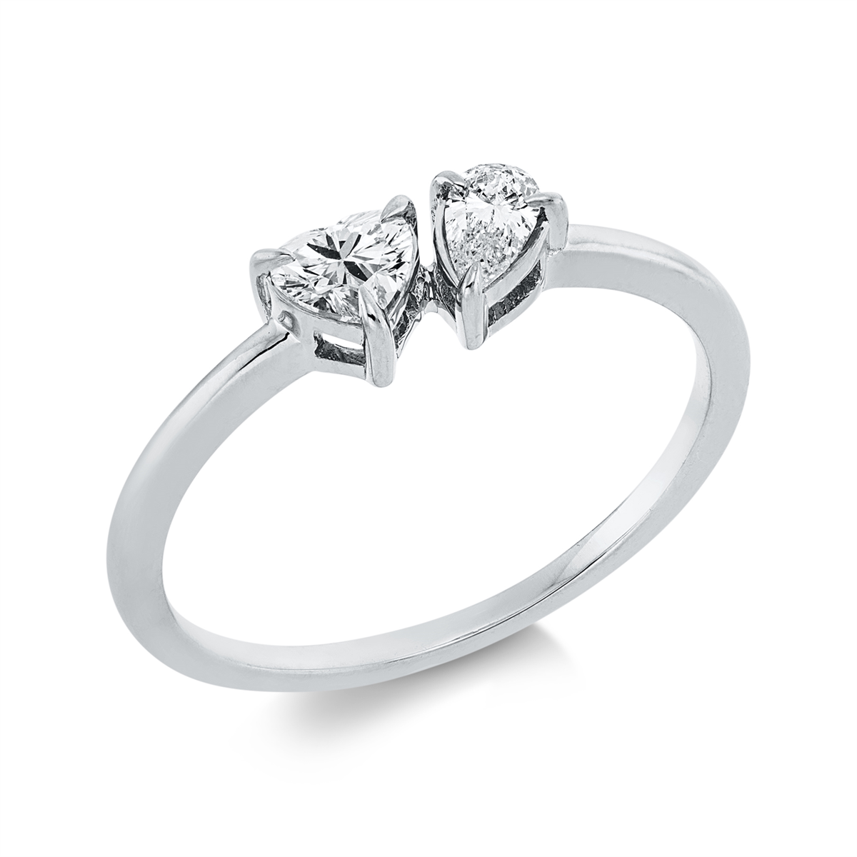 pear shape modern woman ring in white gold