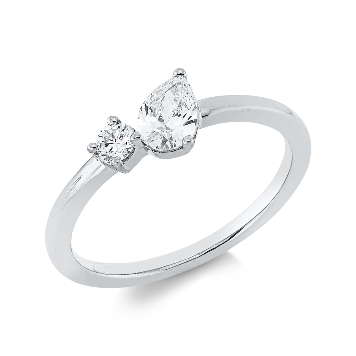 pear shape multi-stone ring in white gold
