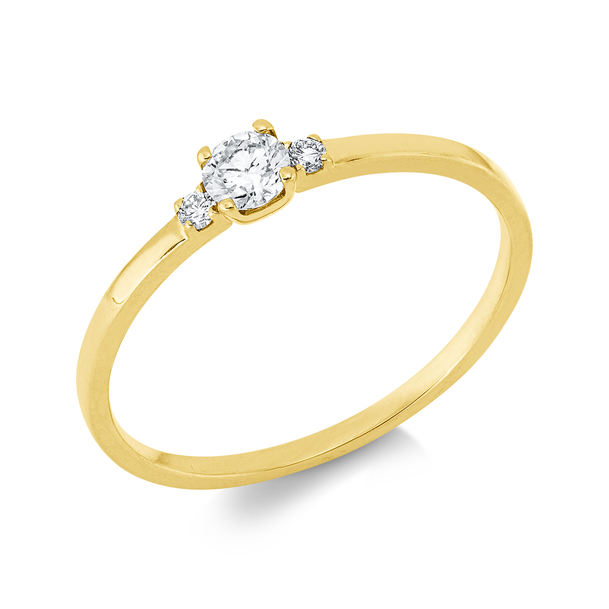 diamond full cut solitaire with accent stones ring in yellow gold