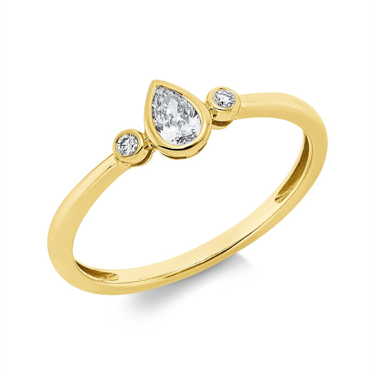 diamond full cut solitaire with accent stones ring in yellow gold