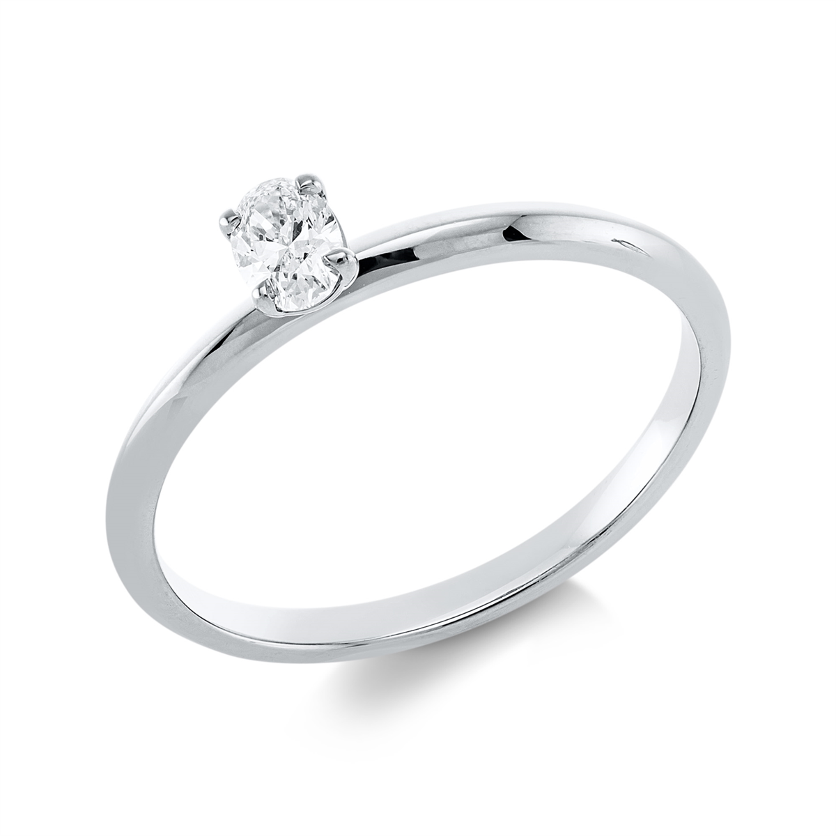 oval solitaire ring in white gold