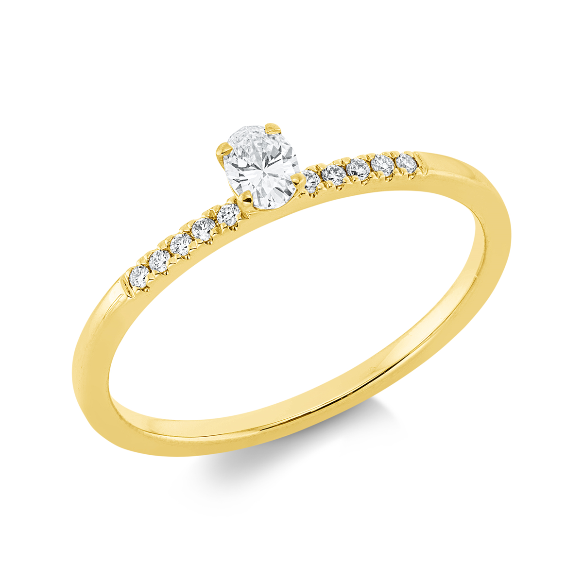 diamond full cut solitaire with accent stones ring in yellow gold