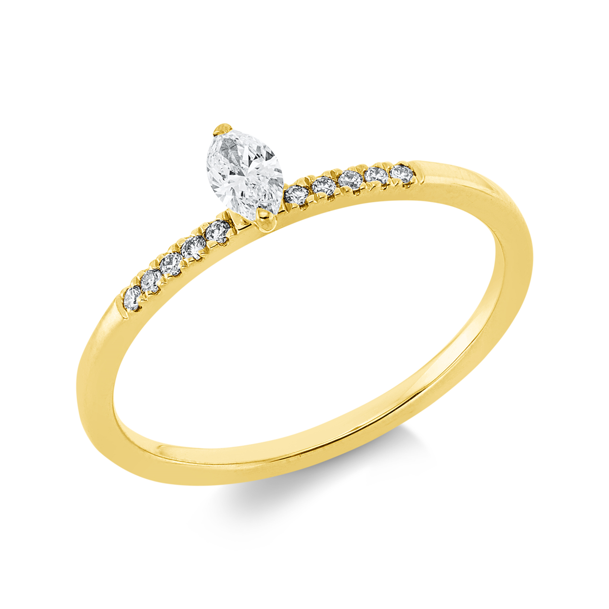 diamond full cut solitaire with accent stones ring in yellow gold