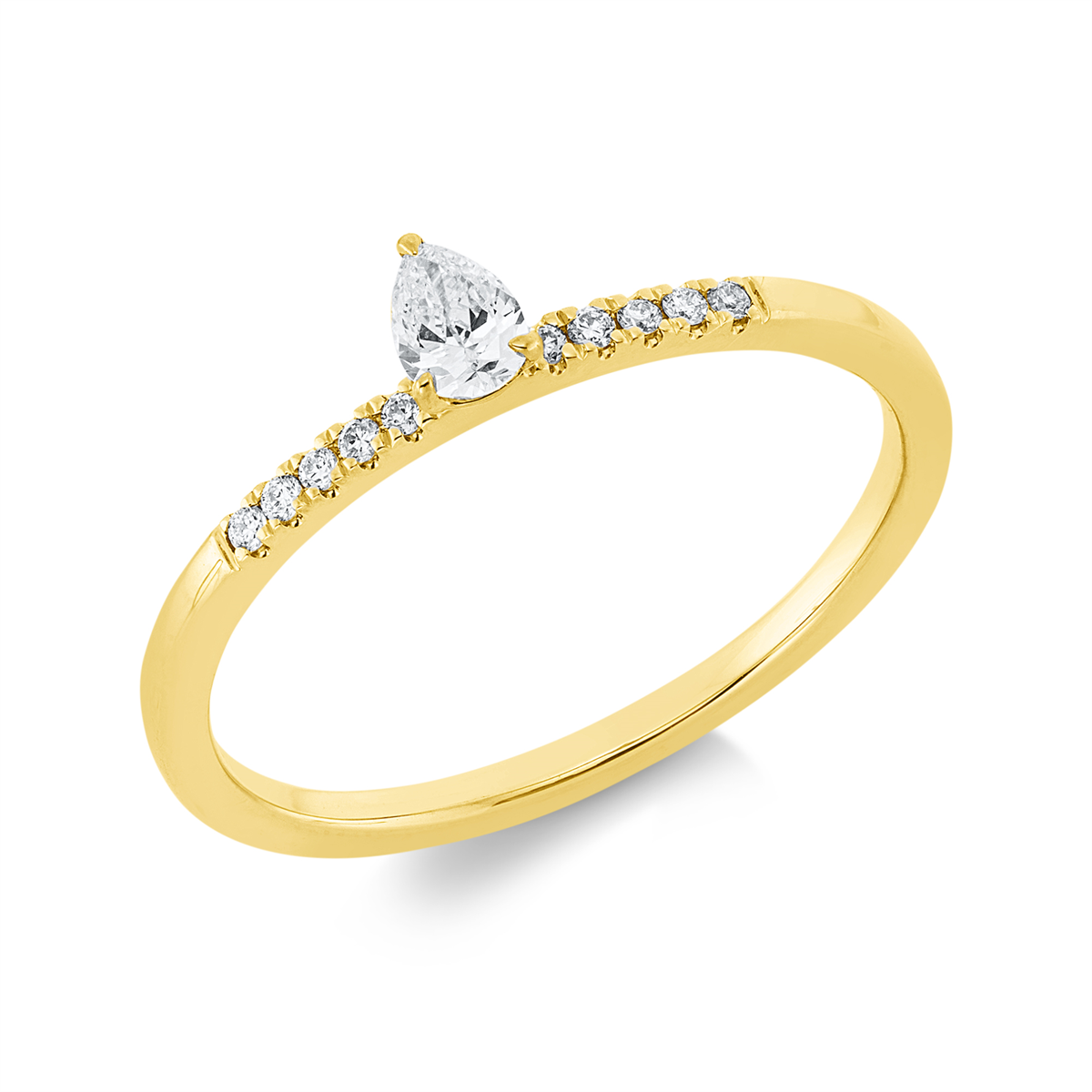 diamond full cut solitaire with accent stones ring in yellow gold