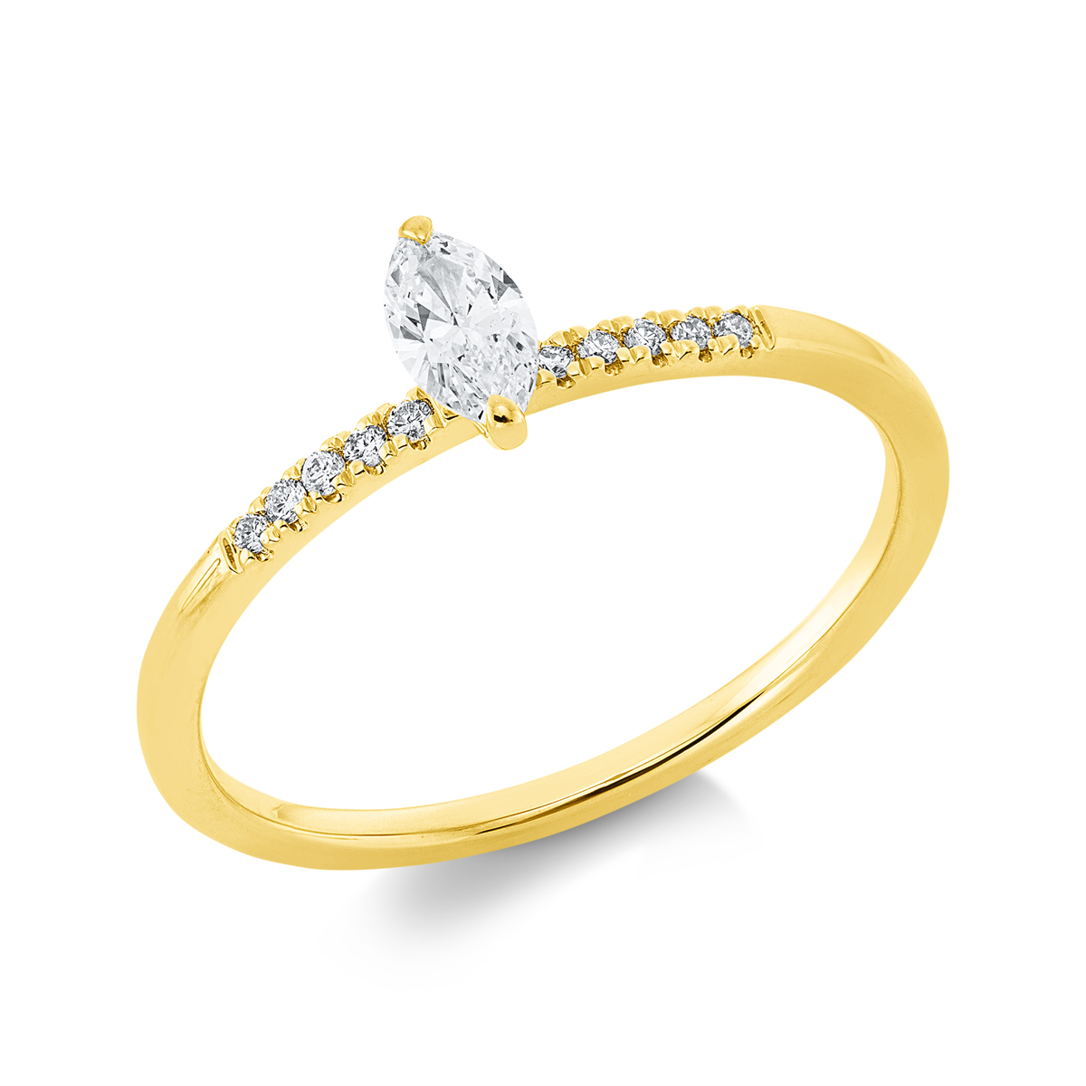 diamond full cut solitaire with accent stones ring in yellow gold