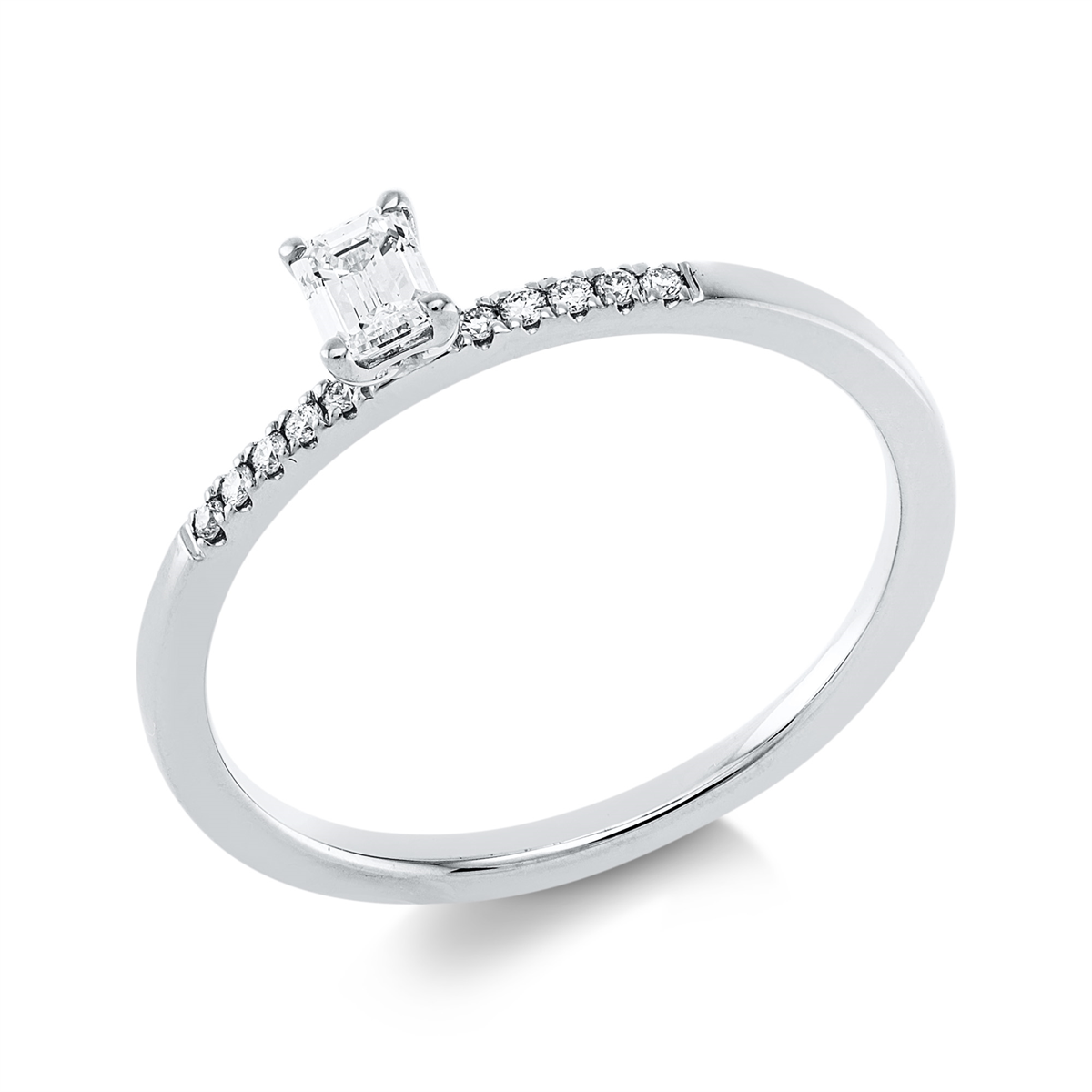 diamond full cut solitaire with accent stones ring in white gold