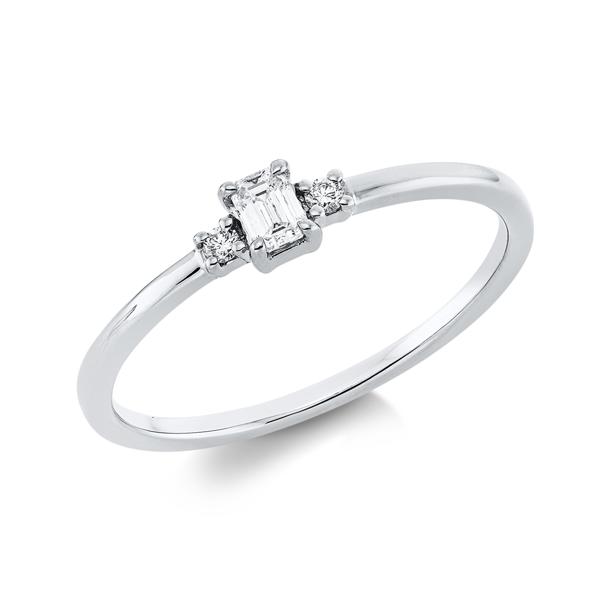 diamond full cut solitaire with accent stones ring in white gold