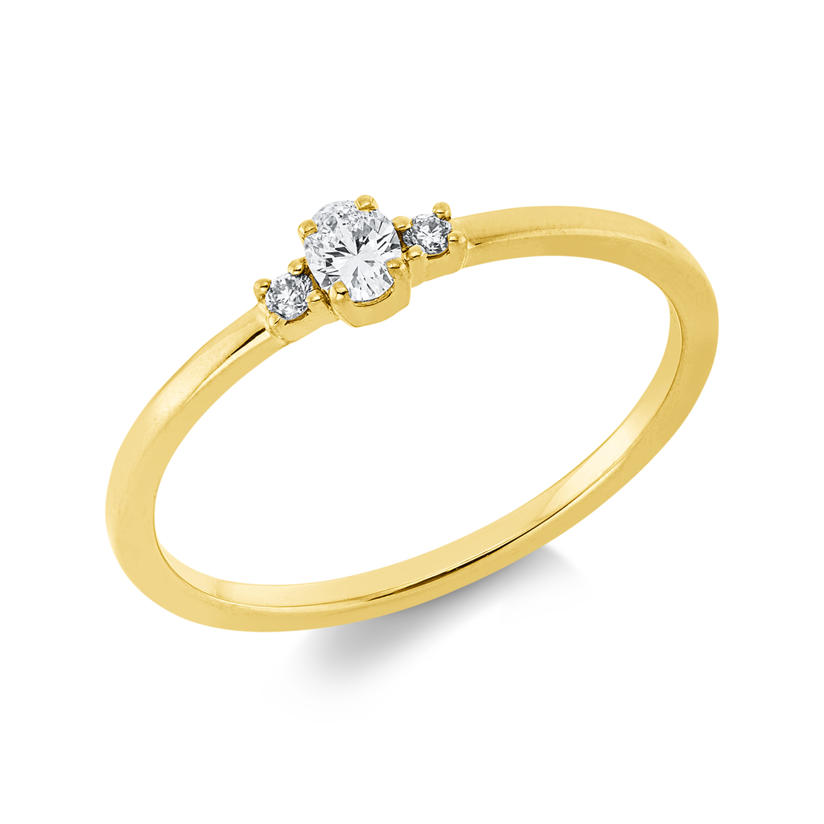 diamond full cut solitaire with accent stones ring in yellow gold