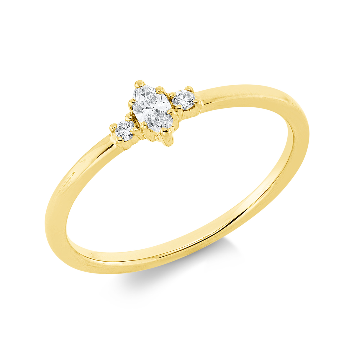 diamond full cut solitaire with accent stones ring in yellow gold