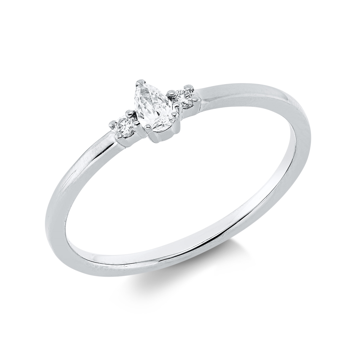 diamond full cut solitaire with accent stones ring in white gold