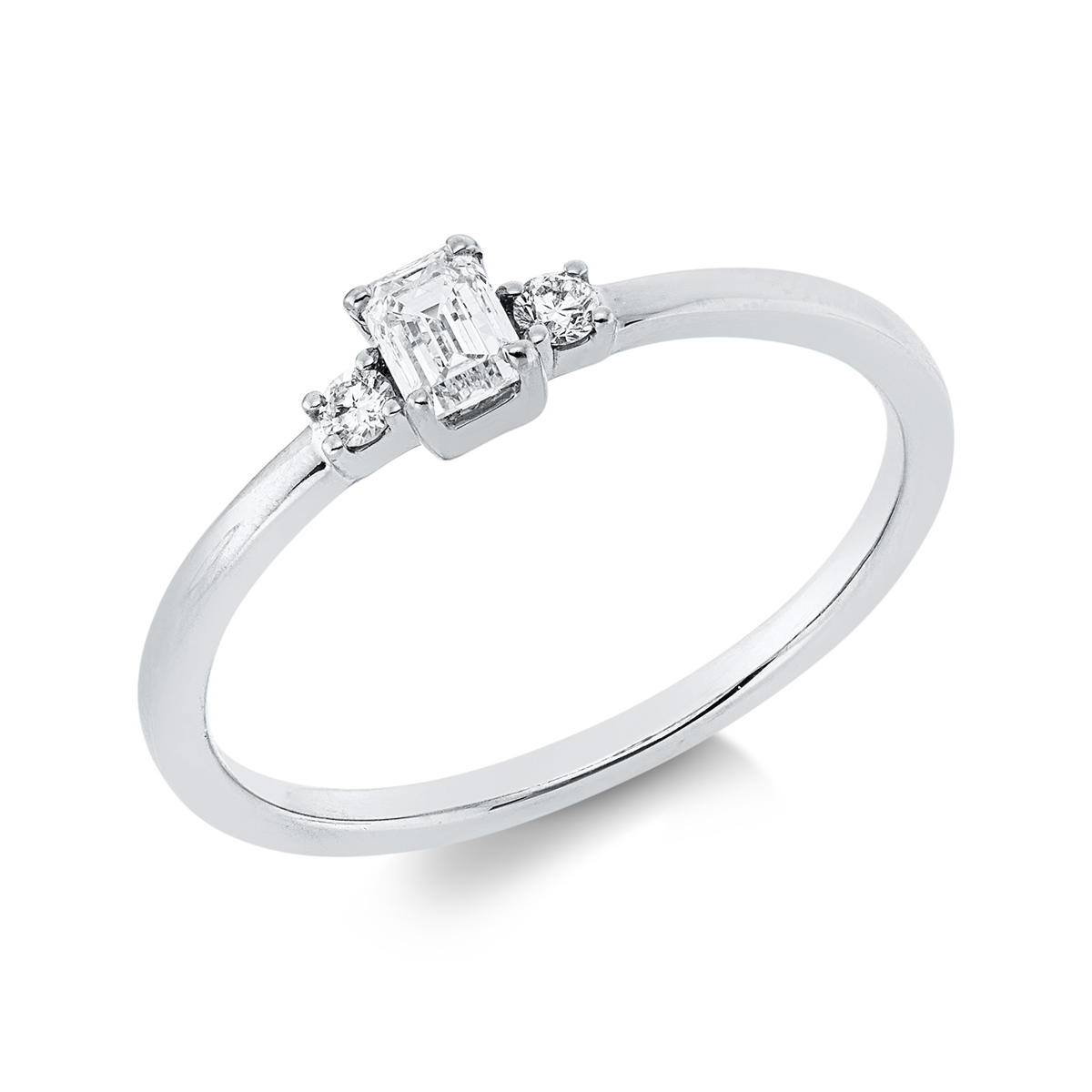 diamond full cut solitaire with accent stones ring in white gold