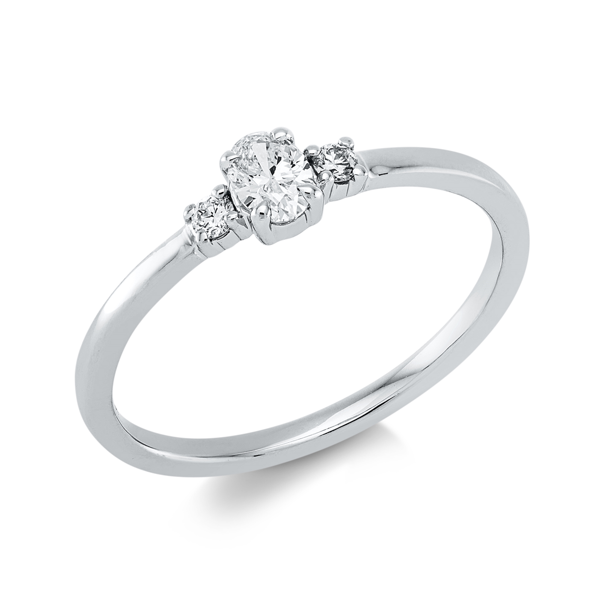 diamond full cut solitaire with accent stones ring in white gold