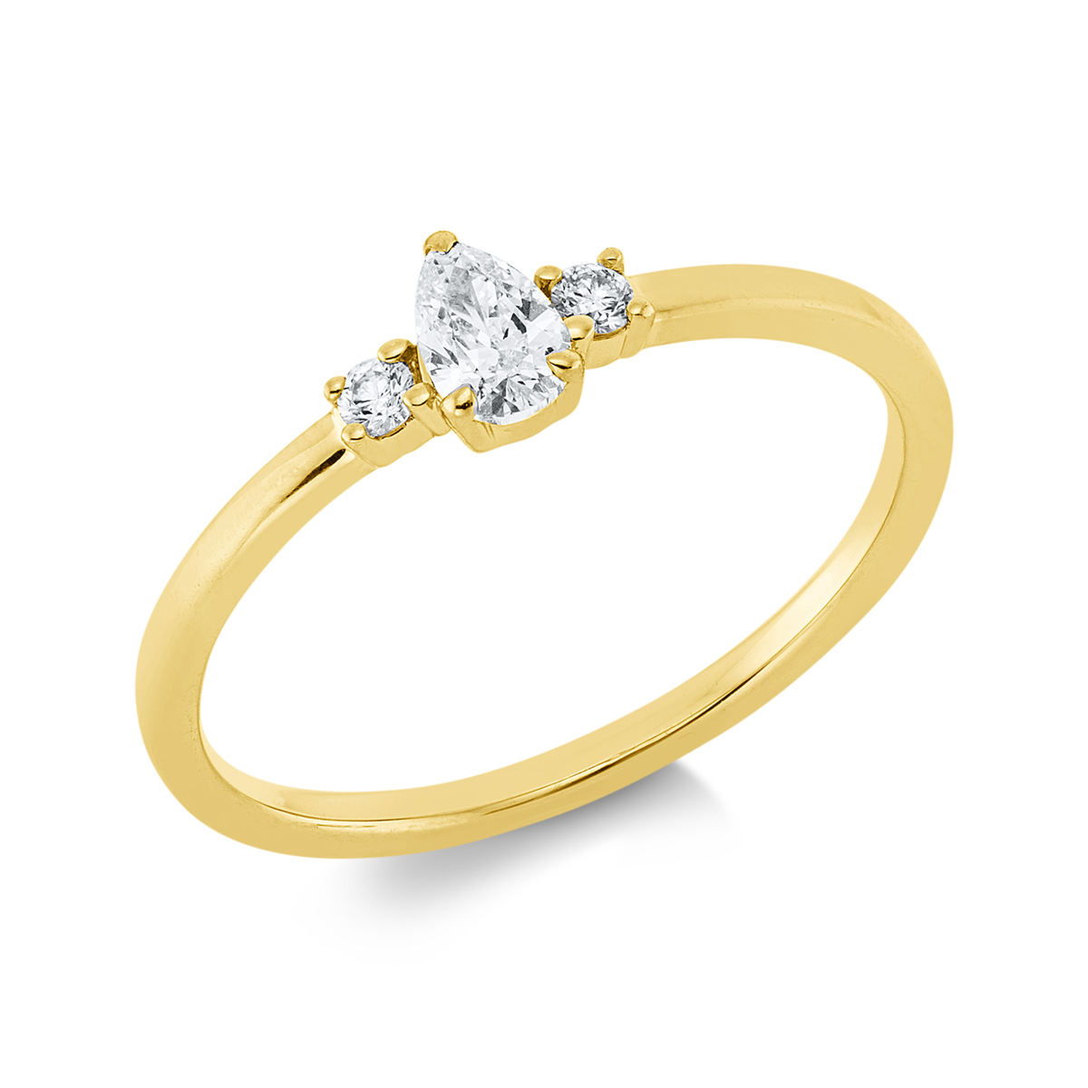 diamond full cut solitaire with accent stones ring in yellow gold