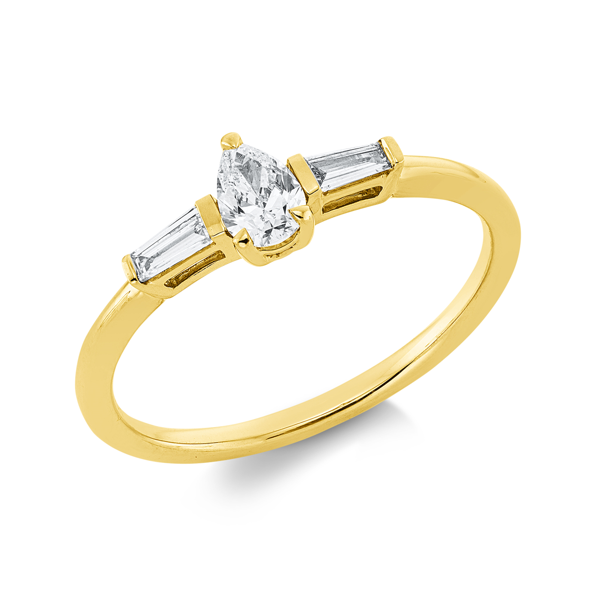 taper solitaire with accent stones ring in yellow gold