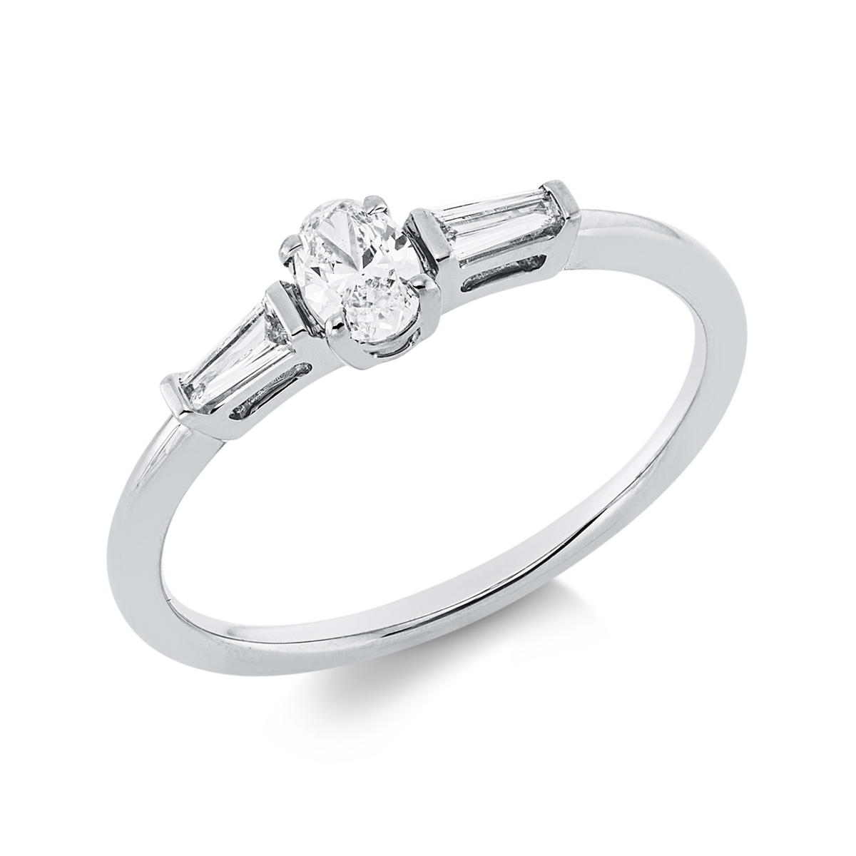 taper solitaire with accent stones ring in white gold