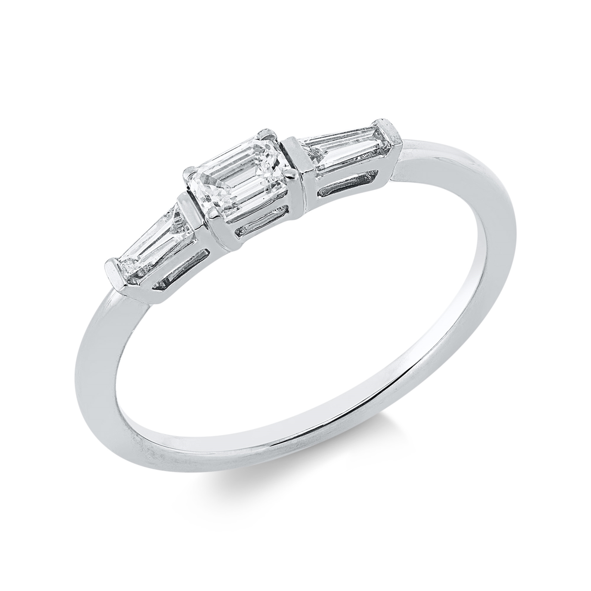taper solitaire with accent stones ring in white gold