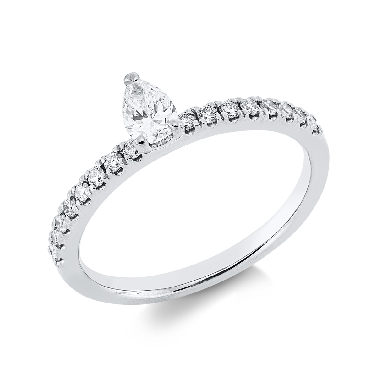 diamond full cut solitaire with accent stones ring in white gold