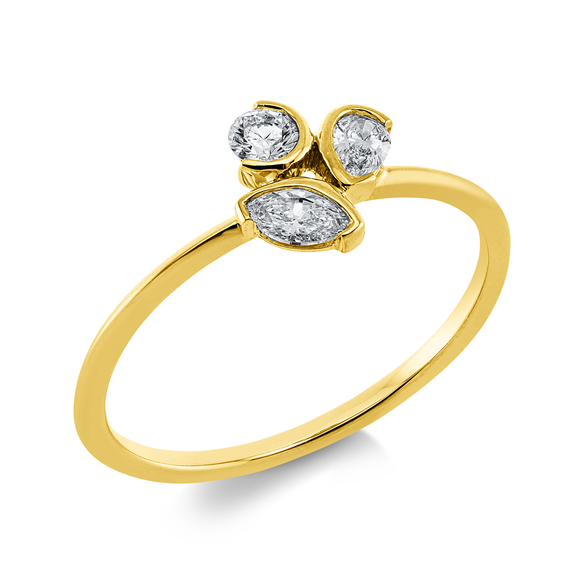 diamond full cut modern woman ring in yellow gold