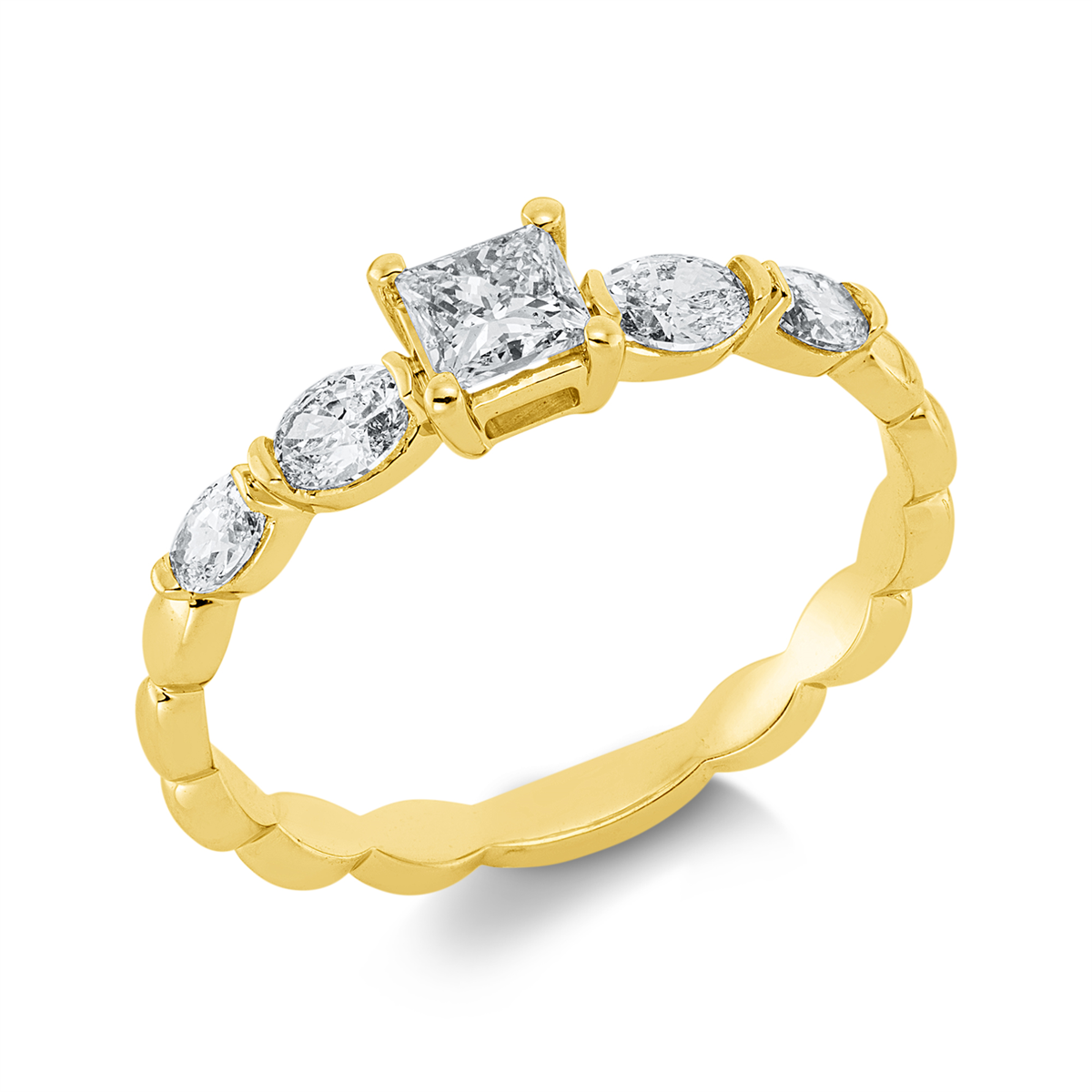 princess solitaire ring in yellow gold