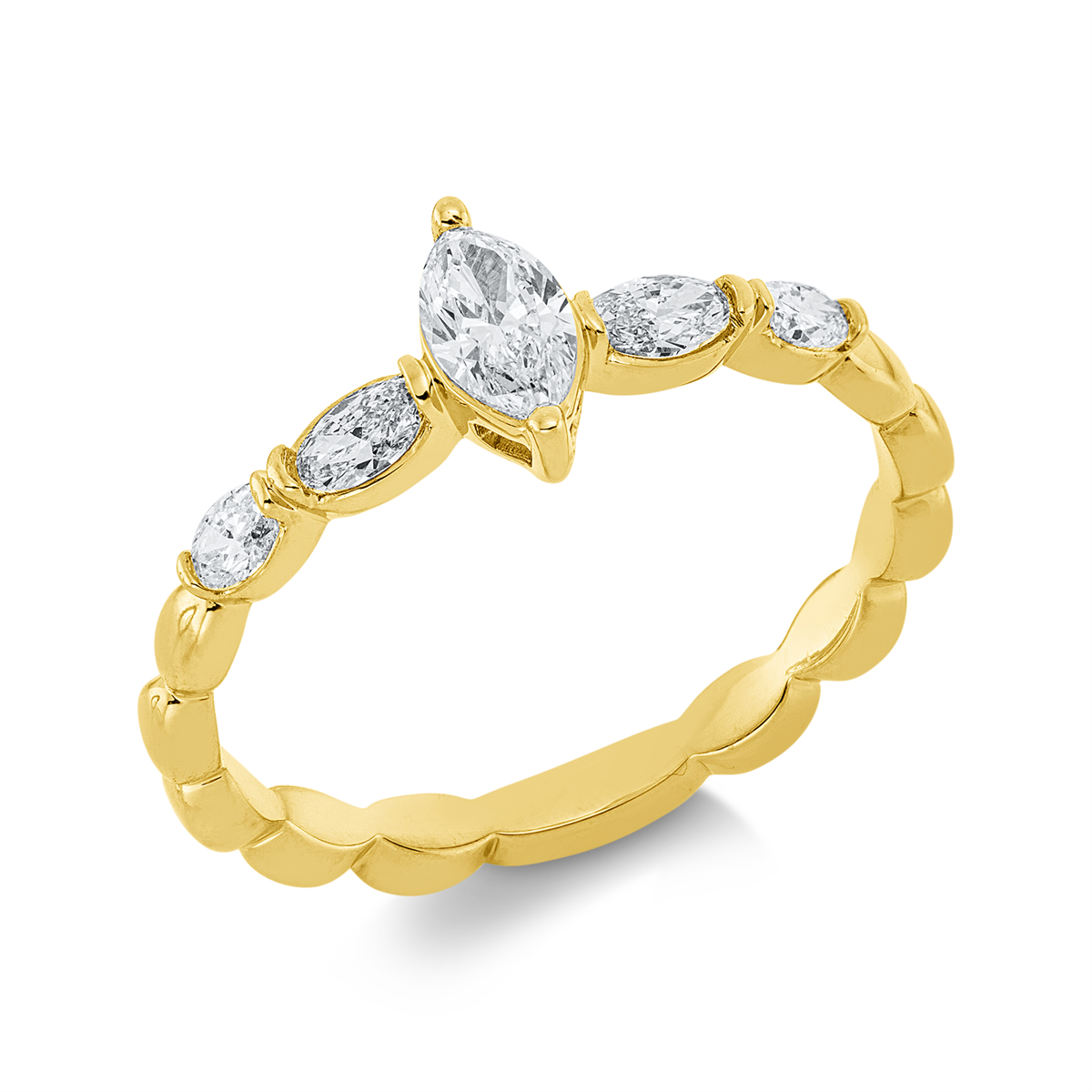 oval modern woman ring in yellow gold